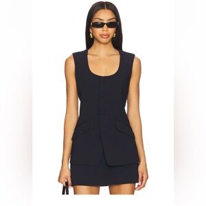 NWT-Sleeveless Navy Tailored Long Vest